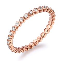 14K Rose Gold Heart Eternity Ring 0.33 Ct Natural Diamonds Heart Eternity Ring, Black Skull Ring, Gothic Engagement Ring, Stacked Wedding Bands, Engagement Rings Princess, Diamond Ring Princess Cut, Blood Diamond, Cvd Diamond, Princess Cut Engagement Rings