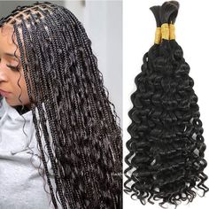 Micro Braids Human Hair, Human Hair Braids, Micro Braids Styles, Braiding Hair Colors, Micro Braids, Color Water, Braids With Extensions, Braids With Curls, Deep Wave Hairstyles