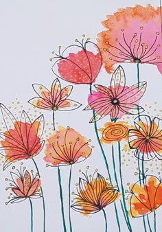 an image of flowers painted with watercolors on paper