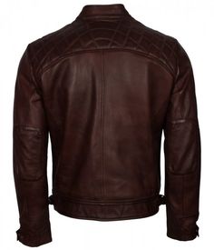 Buy Men's Biker Dark Brown Vintage Leather Jacket now. On Winter Sale! Leather Biker Jacket With Padded Collar For Biker Events, Leather Biker Jacket With Padded Collar, Winter Leather Cafe Racer Biker Jacket, Brown Leather Jacket For Motorcycling, Collarless Leather Jacket, Red Jacket Leather, Brown Motorcycle, Dark Brown Leather Jacket, Blue Leather Jacket