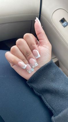 #frenchies #frenchtipnails #whitefrenchtips #whitenails #classynail Cute Frenchies Nails, White Frenchies Nails, French Baddie, Classy Nails French Tip, Classy Nails French, White Frenchies, Nails French Tip, Trendy Nail