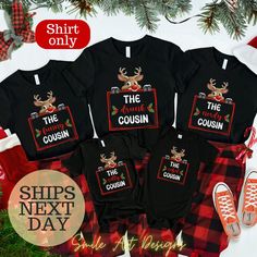 These are Funny Cousin Crew Shirts Custom Christmas Group Shirts Matching Cousin Christmas Tshirts Xmas Party Shirts for Cousins. They will also make a cute Christmas gifts for cousin. This listing is for ONE (1) UNISEX TEE, BABY BODYSUIT, TODDLER TEE or YOUTH TEE with your choice of design.. HOW TO ORDER; YOU MUST ADD EACH SHIRT TO YOUR CART SEPARATELY. 1. Choose your phrase from the first drop down menu, if you choose "Custom" in the personalization box write the text you want and specify, on Black Top As Christmas Gift, Black Crew Neck Shirt For Christmas, Black Christmas Festive Tops, Festive Black Christmas Tops, Black Festive Tops For Christmas, Black Festive Christmas Top, Festive Black Christmas Top, Shirts For Cousins, Gifts For Cousin