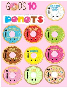 a poster with donuts on it that says god's 10 doughnuts