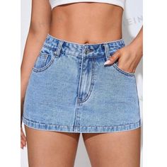 New In Bag From Company! Brand: Shein Slant Pocket Denim Skort Color: Light Wash Size 26 Details: Button, Pocket, Zipper Fly Length: Short Regular Fit Non-Stretch Denim 85% Cotton, 15% Polyester Skort Denim, Pink Ruffle Skirt, Jean Skort, Shein Shorts, Denim Skort, Wrap Skort, Black Skort, Lounge Shorts, Boho Print