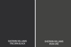 two black and white book covers with the words shewin williams, tricorn black