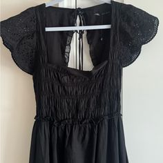 Brand New Zara Embroidered Sleeve Open Back Square Neckline, Beautiful Fully Lined Dress Black Square-neck Midi Dress For Beach, Eyelet Maxi Dress, Black Floral Maxi Dress, Black Satin Dress, Tie Dye Maxi, Zara Dress, Maxi Slip Dress, Festival Dress, White Maxi Dresses