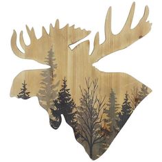 Balsam River Moose Wall Hanging Wooden Moose, Moose Silhouette, Moose Lodge, Moose Decor, Moose Head, Black Forest Decor, Wooden Texture, Rustic Cabin Decor, Wood Burning Art