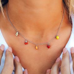 Fruit Charms Choker | Pura Vida Bracelets Gold Wave Ring, Saturn Necklace, Wave Necklace, Pura Vida Bracelets, Heart Choker, Rose Quartz Heart, Rainbow Earrings, Seed Bead Necklace, Evil Eye Necklace