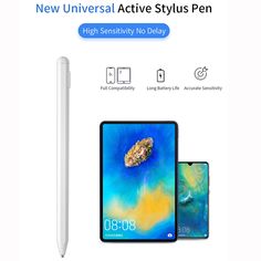 an advertisement for the new universal active stylus pen, which is available in multiple colors