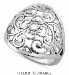 Sterling Silver Filigree Flower Caged Ring