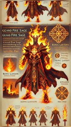 a poster with different types of fire and flames