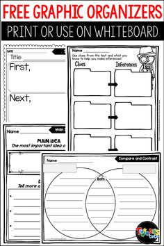 the graphic organizer for students to use on whiteboard is shown in black and white