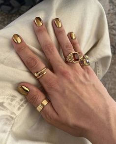 Chrome Nail Colors, Nail Design Glitter, Fall Nail Trends, Gold Nail, Dope Nails