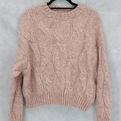 Nwot 4si3nnai Pink Heathered Pastels Chunky Cable Knit Crop Sweater M Wool Acrylic Blend, Crew Neck Bust 20" Length 23" Pink Soft Knit Cropped Sweater For Fall, Pink Chunky Knit Long Sleeve Top, Pink Chunky Knit Cropped Sweater For Fall, Pink Textured Knit Fall Sweater, Cozy Pink Cropped Sweater For Winter, Cozy Pink Cropped Sweater For Fall, Pink Long Sleeve Chunky Knit Top, Pink Crew Neck Cropped Sweater For Fall, Casual Pink Long Sleeve Cropped Sweater