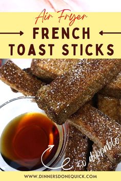 french toast sticks on a plate with dipping sauce