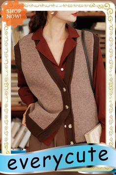 New Coffee V Neck Button Patchwork Cotton Knit Waistcoat Sleeveless Fall Workwear Sweater Vest With Buttons, Brown Sweater Vest For Work In Spring, Fall Sleeveless Cardigan With Buttons, Beige Button Closure Vest For Fall, Casual Brown Buttoned Sweater Vest, Casual Brown Sweater Vest With Buttons, Beige Vest With Button Closure For Fall, Sleeveless Cardigan With Button Closure For Fall, Sleeveless Fall Cardigan With Button Closure