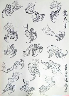 an image of dragon tattoo designs on paper