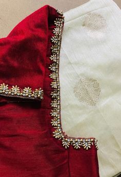 Magg Work Blouse Design, Neck Design For Aari Blouse, Marron Blouse Design, Simple Neck Aari Design, Reshme Saree Blouse Designs Latest, Simple Embroidery Designs Blouse For Silk Saree, Simple Kundan Work Blouse, Violet Blouse Designs