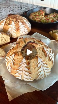 bread and other baked goods on a table