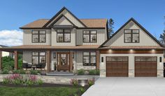 this is an artist's rendering of a two - story house