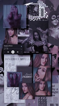 a collage of photos with the words dangerous woman on them