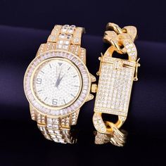 VVS Jewelry hip hop jewelry Gold 40mm Dial Iced Baguette Military Watch with Cuban Bracelet Bundle Iced Out Watch, Iced Out Jewelry, Hip Hop Bling, Cuban Bracelet, Bracelet Set Silver, Watch Bracelet, Military Watches, Quartz Clock, Baguette Diamond