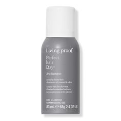 Travel Size Perfect Hair Day Dry Shampoo -  Perfect Hair Day Dry Shampoo. The #1 dry shampoo brand*. A dry shampoo that actually cleans hair by absorbing oil, sweat, and odor while also adding body and texture.*Source: Circana/U.S. Prestige Beauty Total Measured Market, Hair Sales, JanuaryDecember 2022.    Benefits     Absorbs oil, sweat, and odor Delivers a fresh, time-release scent Makes hair look, feel, and smell clean     Key Ingredients     Fast-absorbing powders: Blend of starch and a micr Mini Dry Shampoo, Shampoo Travel Size, Living Proof Dry Shampoo, Shampoo Brands, Travel Hair, Travel Hairstyles, Purse Essentials, Everyday Purse, Sigma Kappa