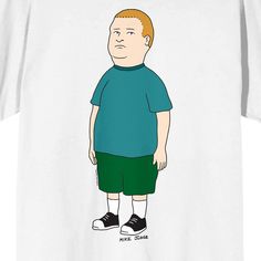 Step into the world of King of the Hill with this men's white crew neck short sleeve t-shirt. This officially licensed shirt features an iconic image of Bobby, showcasing his unique charm and wit. Made with high-quality cotton, it offers both comfort and durability. The short sleeve design provides a casual and versatile style for any occasion. Show off your love for King of the Hill with this custom designed shirt. Band Merch T-shirt For Fan Conventions, Casual Short Sleeve Fan Merchandise T-shirt, Pop Culture T-shirt With Relaxed Fit And Short Sleeve, Pop Culture Relaxed Fit Short Sleeve T-shirt, Pop Culture Relaxed Fit T-shirt With Short Sleeves, Relaxed Fit Short Sleeve T-shirt Pop Culture, Casual Pre-shrunk Shirt For Fan Conventions, Pop Culture Short Sleeve T-shirt For Fan Conventions, White Short Sleeve Pop Culture Shirt