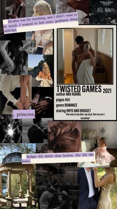 a collage of photos with the words twisted games 2012 written in purple and white