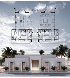 an architectural drawing of a house with three floors