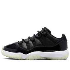 Experience basketball history with the Air Jordan 11 Retro Low '72-10,' a modern take on an iconic style crafted in honor of Michael Jordan and his incredible 1995-1996 Bulls team's record-breaking season. The timeless silhouette features a tumbled black leather upper punctuated by signature patent leather mudguard and woven lace loops, while inside you'll find an embroidered tongue tag referencing Jordan's accomplishments. The semi-translucent sole includes sleek red and black carbon fiber details to bring the look together. Now more than ever, you can relive this legendary moment with the Air Jordan 11 Retro Low '72-10.' (SNKR/AJ11/Unisex/Low Top/Basketball/Wear-resistant) Sporty Jordan Shoes With Gum Sole, Sporty Jordan Shoes With Gum Sole For Sports, Air Jordan 11s, Jordan 11s, Air Jordan 11 Retro Low, Basketball History, Nike Air Jordan 11, Jordan 11 Retro Low, Air Jordan 11 Retro