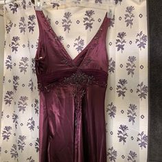 Eureka Dark Maroon Formal Gown With Gorgeous Beading And Jewels On Both Sides. Dark Maroon, Formal Gown, Dresses Formal, Formal Gowns, Both Sides, Color Purple, Prom Dress, Beading, Prom Dresses