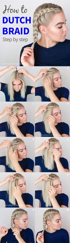 How To Dutch Braid Your Own Hair For Beginners, 15+ Million Views! - Everyday Hair inspiration Dutch Boxer Braids, Braid Step By Step, Braid Your Own Hair, Braids Step By Step, Braiding Your Own Hair, Boxer Braids, Everyday Hair, French Braid Hairstyles, Step By Step Hairstyles