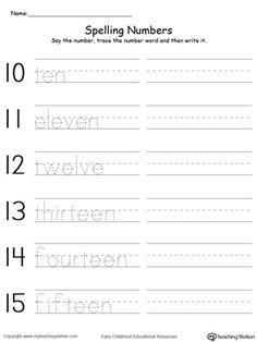 the printable worksheet for spelling numbers