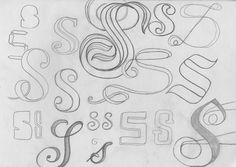 some type of lettering that is drawn in different styles and sizes, including the letter s