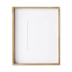 a white and gold frame with a square in the middle on a white wall background