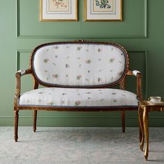 Marilyn Settee in Kitty - Caitlin Wilson Design Antique Settee, Southern Colonial, Curvy Silhouette, Caitlin Wilson, Settee Sofa, Settee, Reupholster, Interior Spaces, French Country