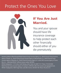 a poster with the words protect the ones you love if you are just married, you and your spouse should have life insurance coverage