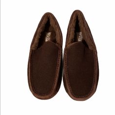 Water-Resistant Silkee Suede Upper In A Slip-On Silhouette. Fully Lined With Uggpure And Features A Cushioned Foam Footbed. Fit Should Be Snug, But Not Uncomfortable. Footwear Will Give A Little As Fleece Footbeds Form To Each Individual's Foot. Molded Rubber Outsole. Smoke And Pet Free Home New With Out Box!! Brown Slippers, Mens Uggs, Ugg Shoes, Loafer Shoes, Men's Shoes, Slippers, Water Resistant, Loafers, Slip On