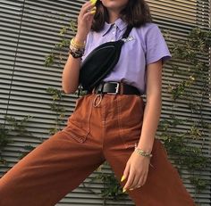 T Shirt Outfit Aesthetic, Style Types, T Shirt Outfit, Orange Outfit, Outfit 90s, 90s Outfit, Cool Fashion, Trendy Summer Outfits, Outfit Aesthetic