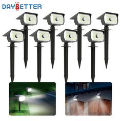 solar powered garden lights with motion sensor and motion activated light for outdoor use, set of 6