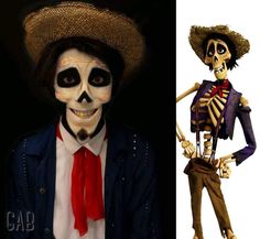 a skeleton in a suit and hat next to an image of a skeleton wearing a sombrero