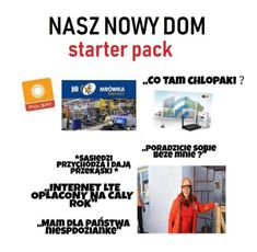 an advertisement for the nasz now dom starter pack, which includes information about its products