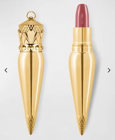 Color— Dune Kiss Louboutin Lipstick, Christian Louboutin Lipstick, Red Tips, Feminine Shoes, Beautiful Lipstick, Cupids Bow, Lipstick Case, Satin Lipstick, Gold Caps