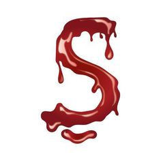 the letter s is made up of dripping red liquid and drizzled with blood