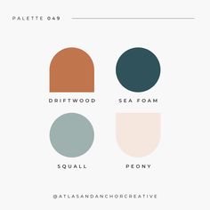 the different shades of paint for walls and ceilings, with text that reads palette 045 driftwood sea foam peony