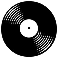 a black and white vinyl record on a white background