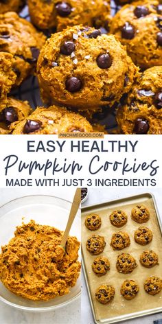 easy healthy pumpkin cookies made with just 3 ingredients and ready in minutes to be eaten