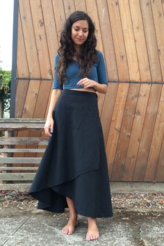 Color: Black Tulip Wrap Skirt, Wrap Around Skirts, Kibbe Style, Tulip Wrap, Linen Wrap Skirt, Culture People, Long Wrap Skirt, Retro Clothes, Quilted Clothes