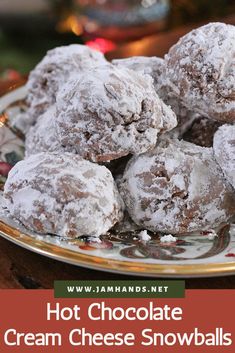 chocolate cream cheese snowballs on a plate